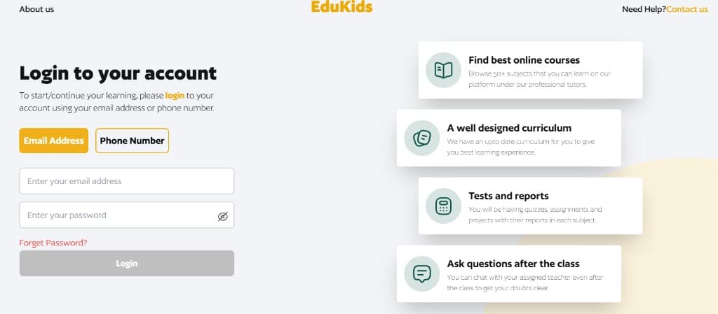 Learning Management System student portal — LMS web application preview